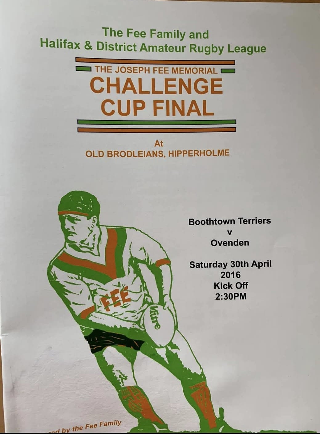 2016 Botthtown Ovenden Halifax Cup Final programme
