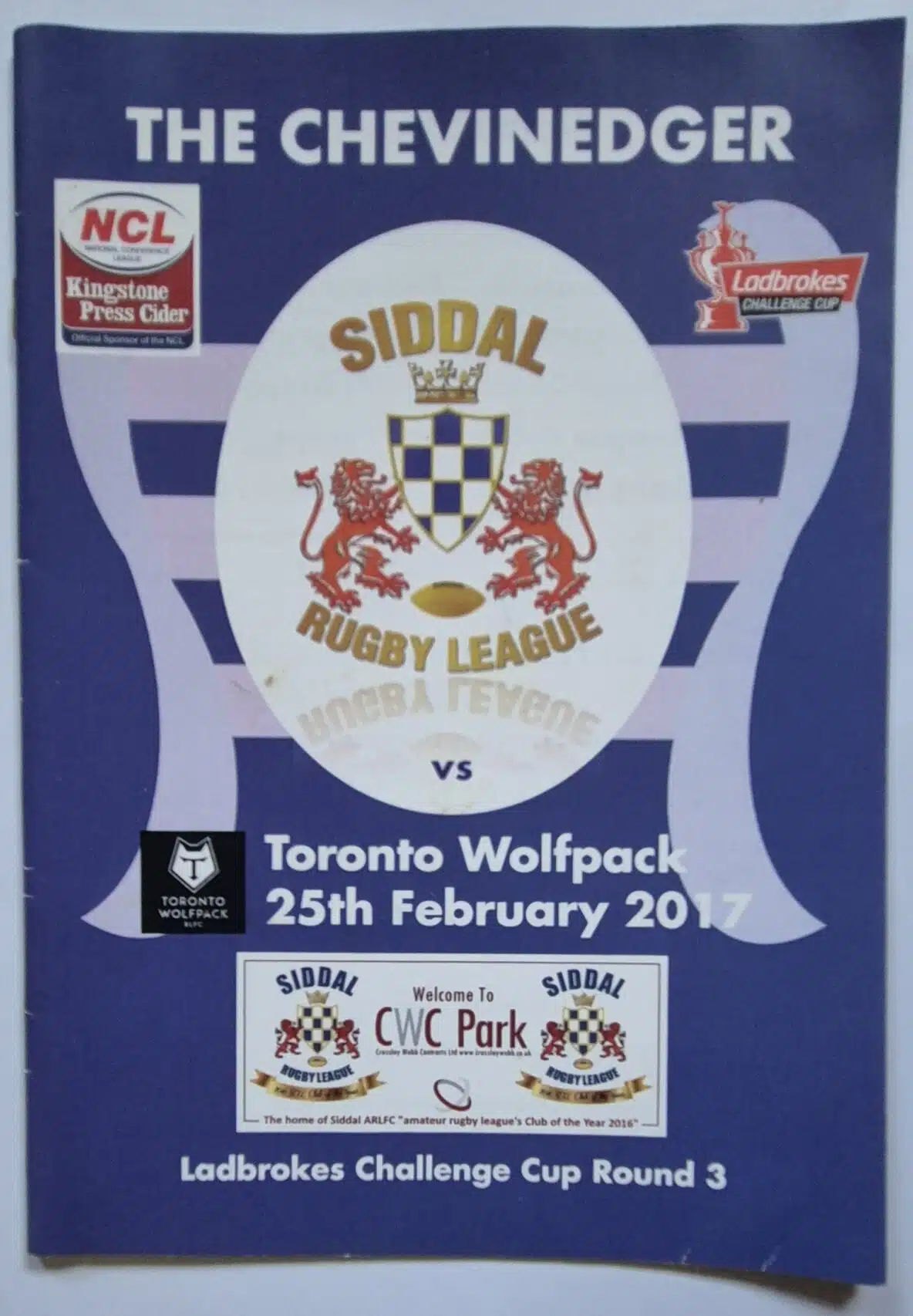 2017 Challenge Cup programme Siddal v Toronto