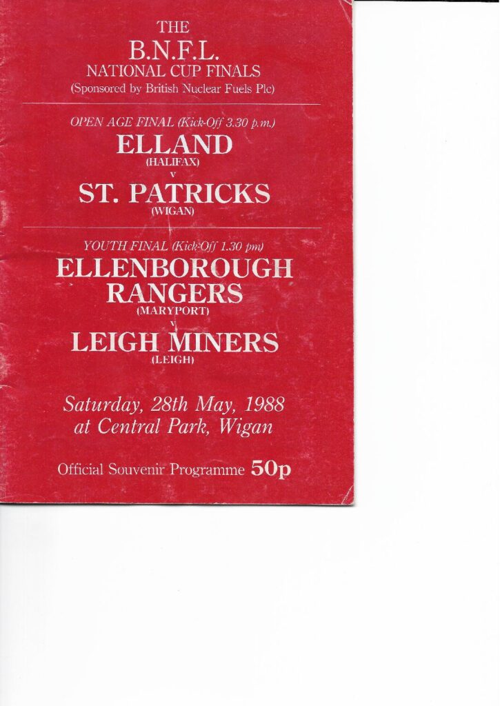 BARLA BNFL National Cup Final programme Elland v St Pats 1988