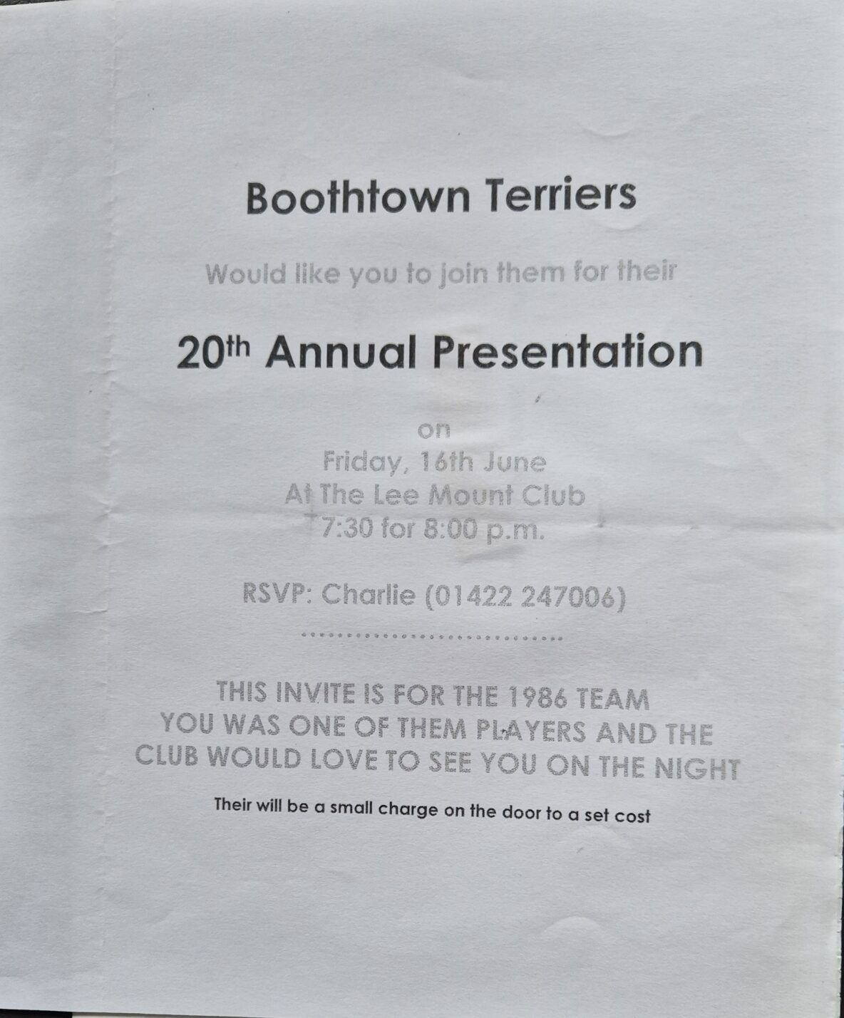 Boothtown 20th Anniversary Programme
