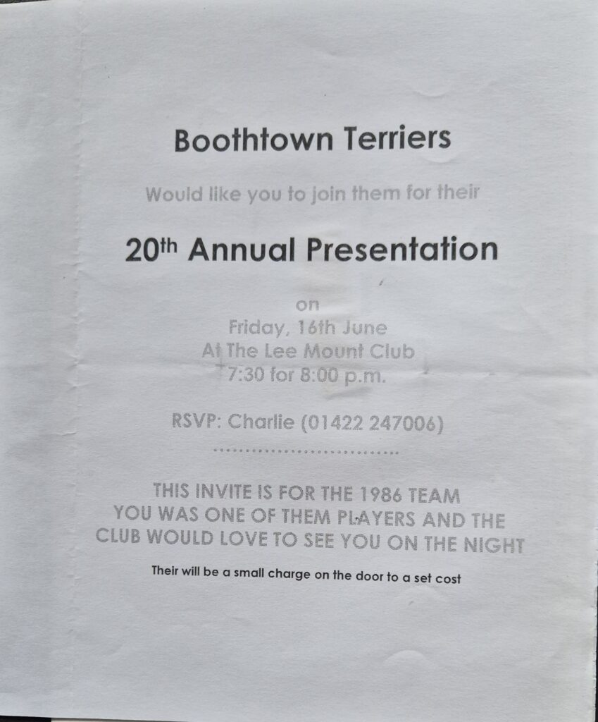 Boothtown 20th Anniversary Programme