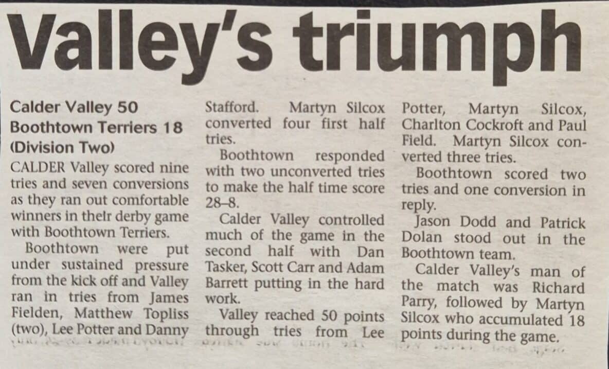 Calder Valley v Boothtown Halifax Courier match report