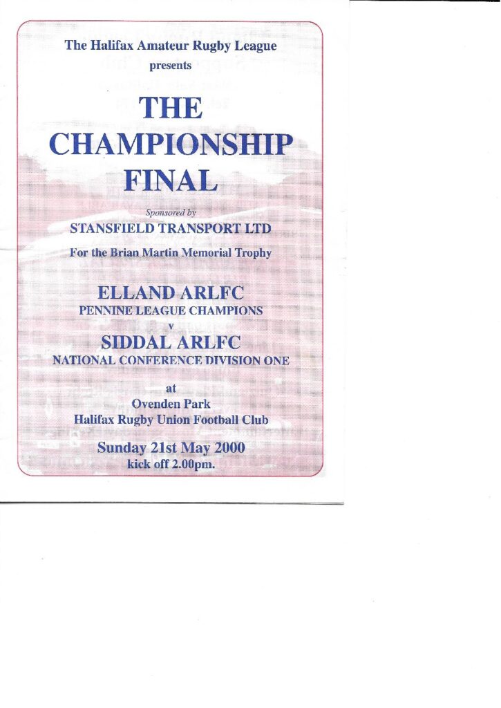 Champ 2000 Elland v Siddal Prog cover team sheets 300dpi