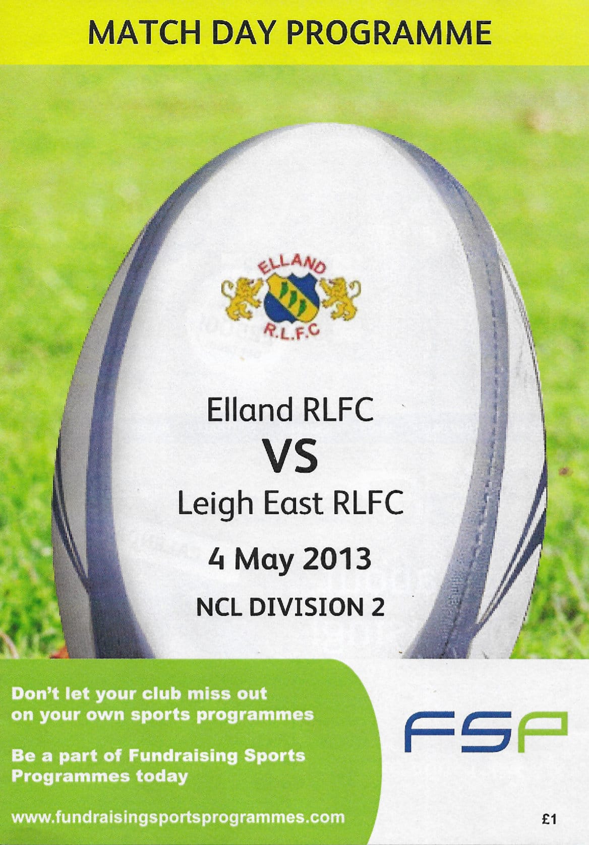 Elland match progra,,e cover 2013