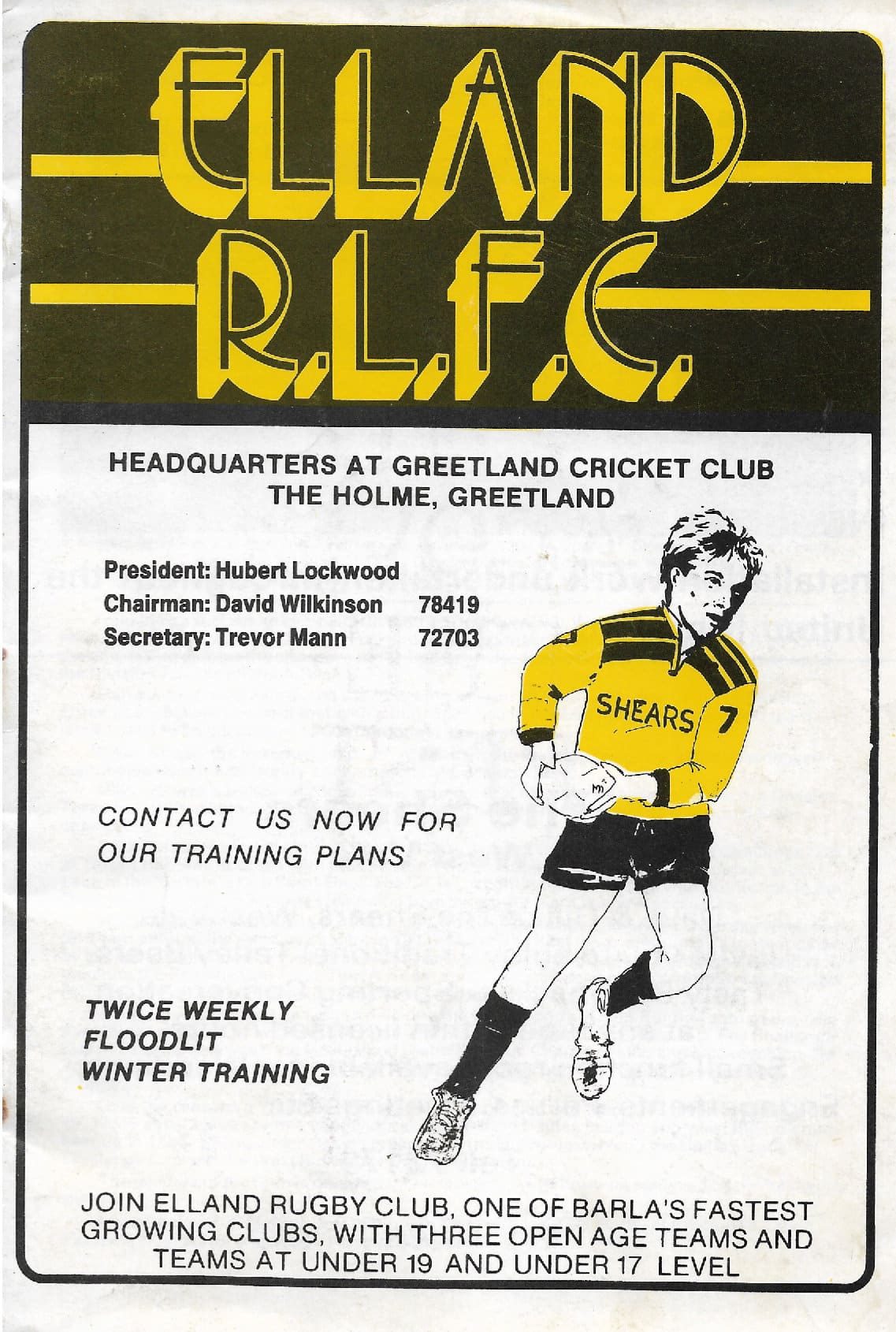 Elland match programme cover 1986-87