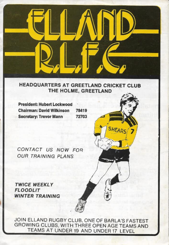 Elland programme cover 1985