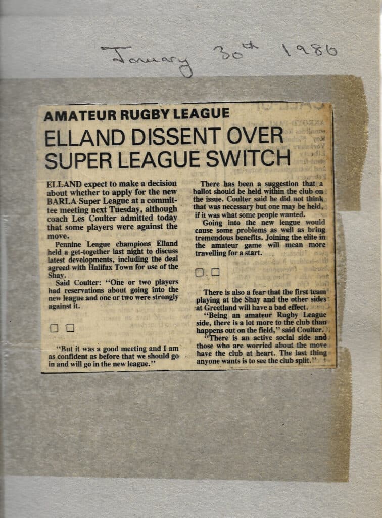 Elland view of BARLA SuperLeague