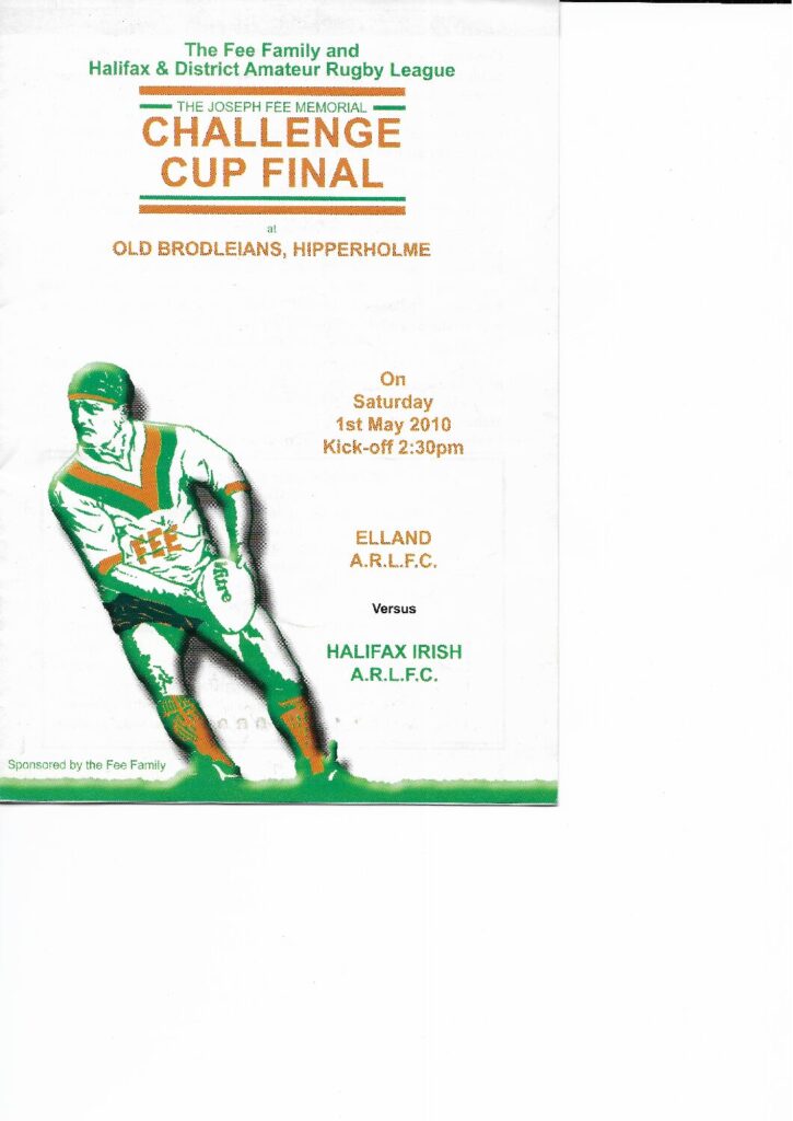 FEE 2010 Elland v Irish full prog teams pen pic etc