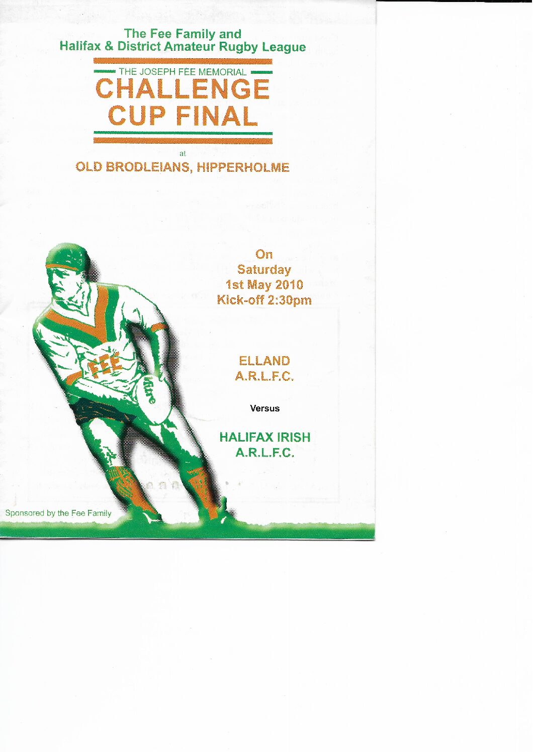 FEE 2010 Elland v Irish full prog teams pen pic etc