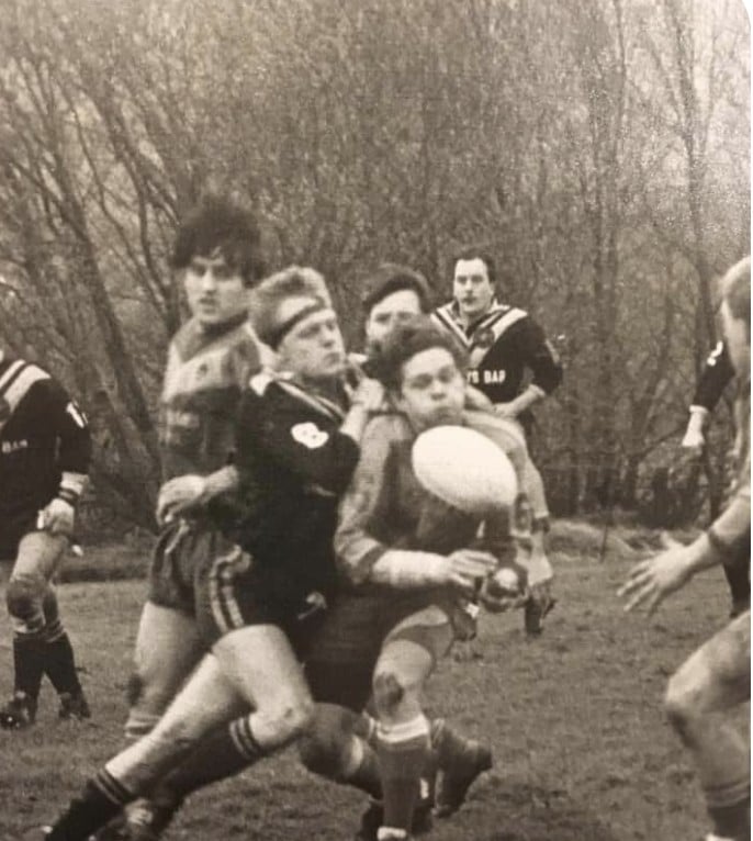 Greetland Steve Dyson tackles Shaun Charley Calder Valley