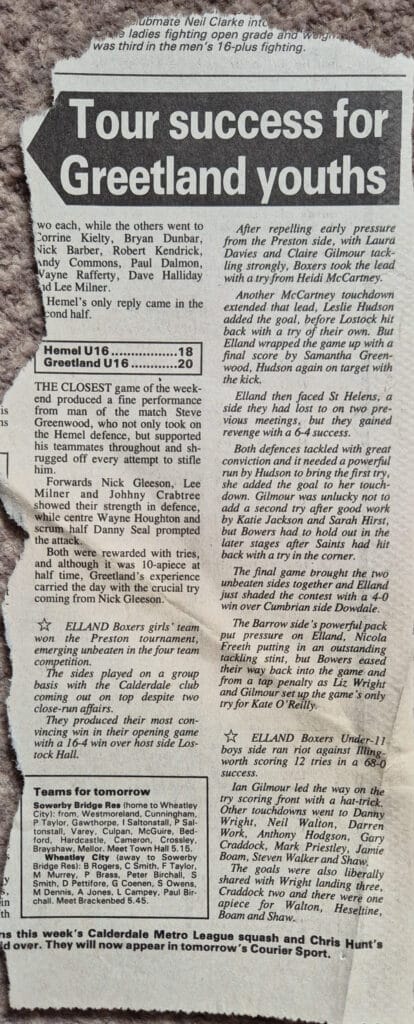 Greetland U16 tour article