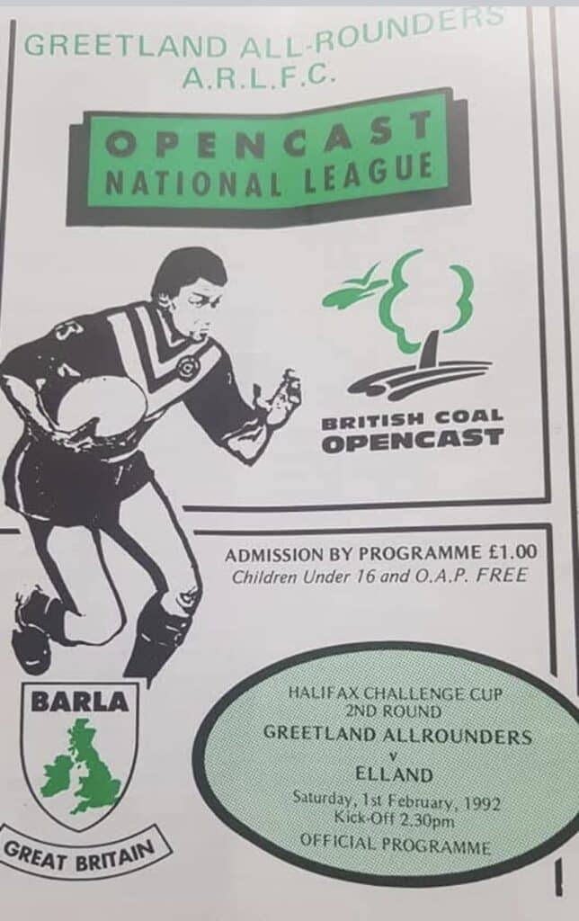 Greetland v Elland programme