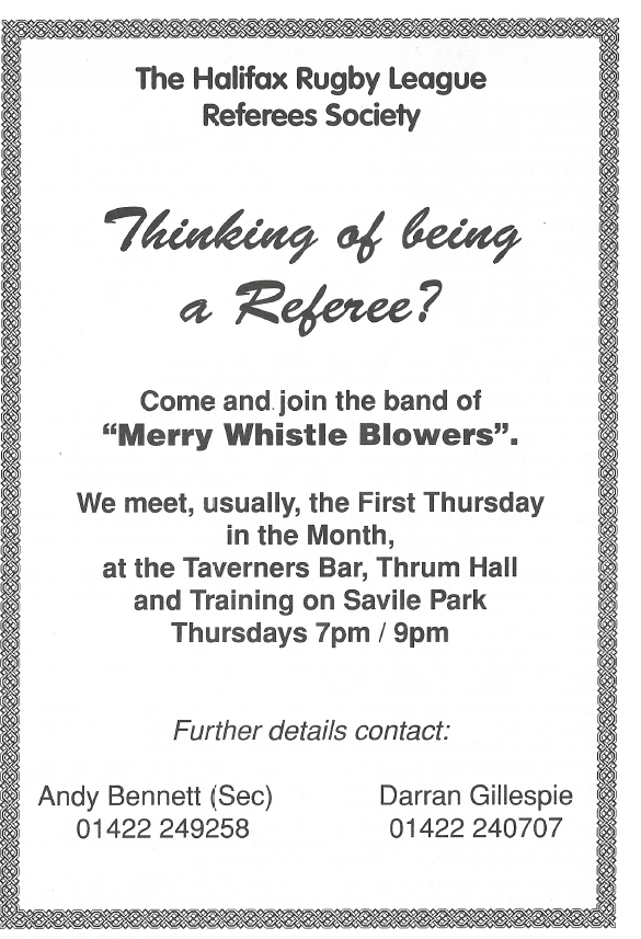 HRLRS advertisment Haliax Cup final programme 1996