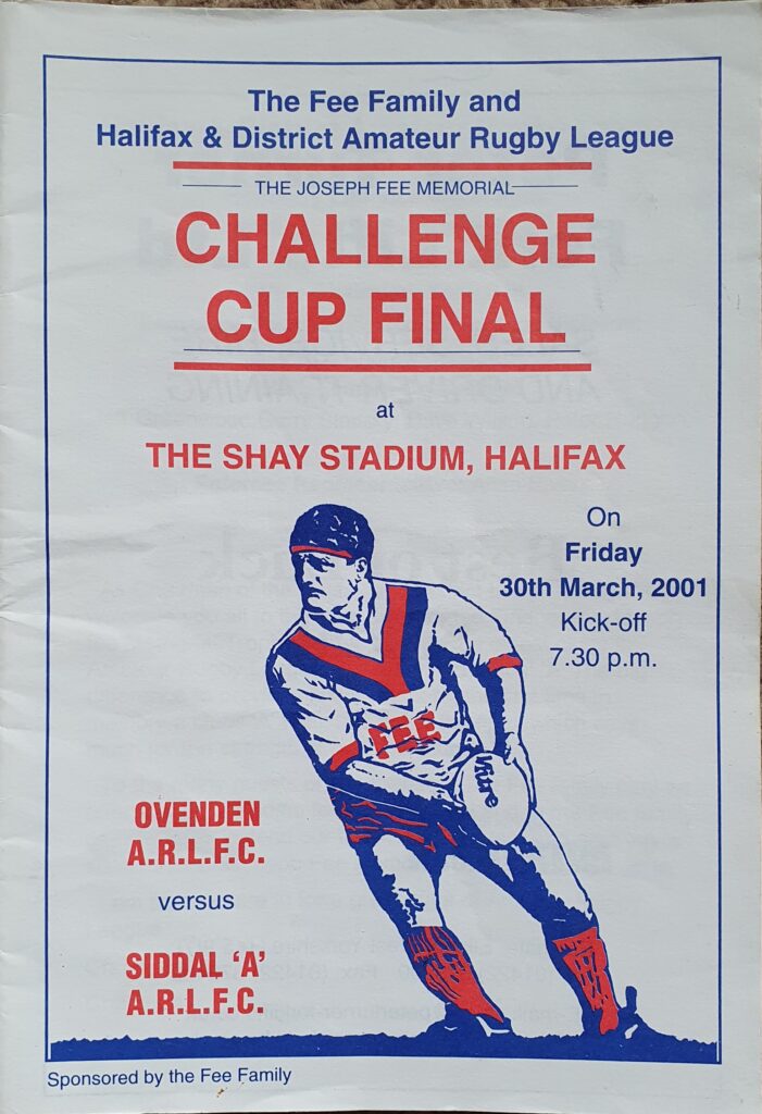 Halifax Cup 2021 Final programme Siddal v Ovenden