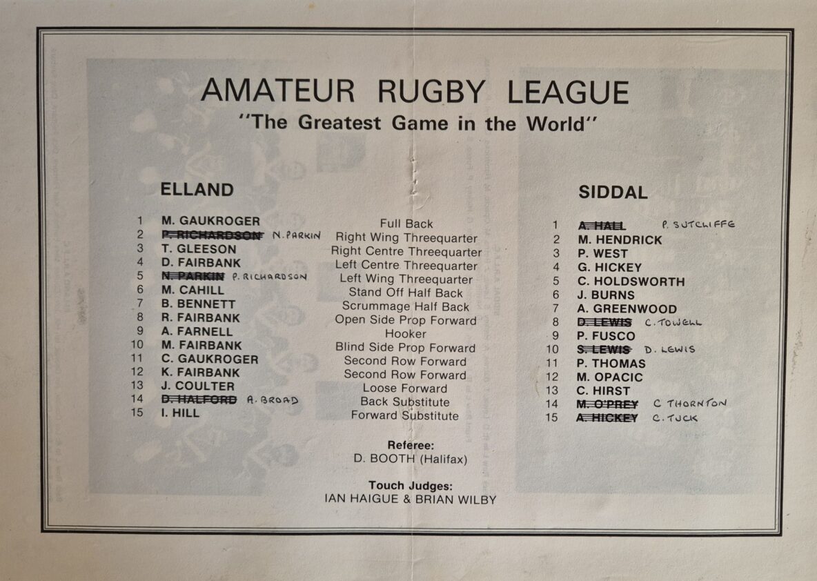 Halifax Cup Final 1983 Siddal v Elland teams