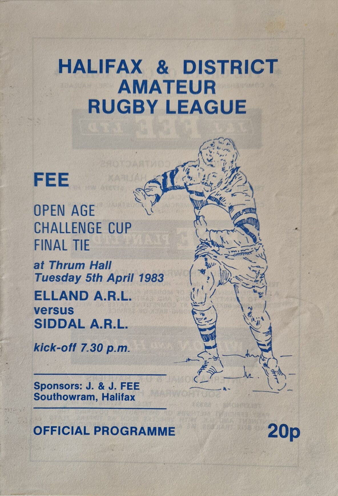 Halifax Cup Final Programme 1983 Elland v Siddal
