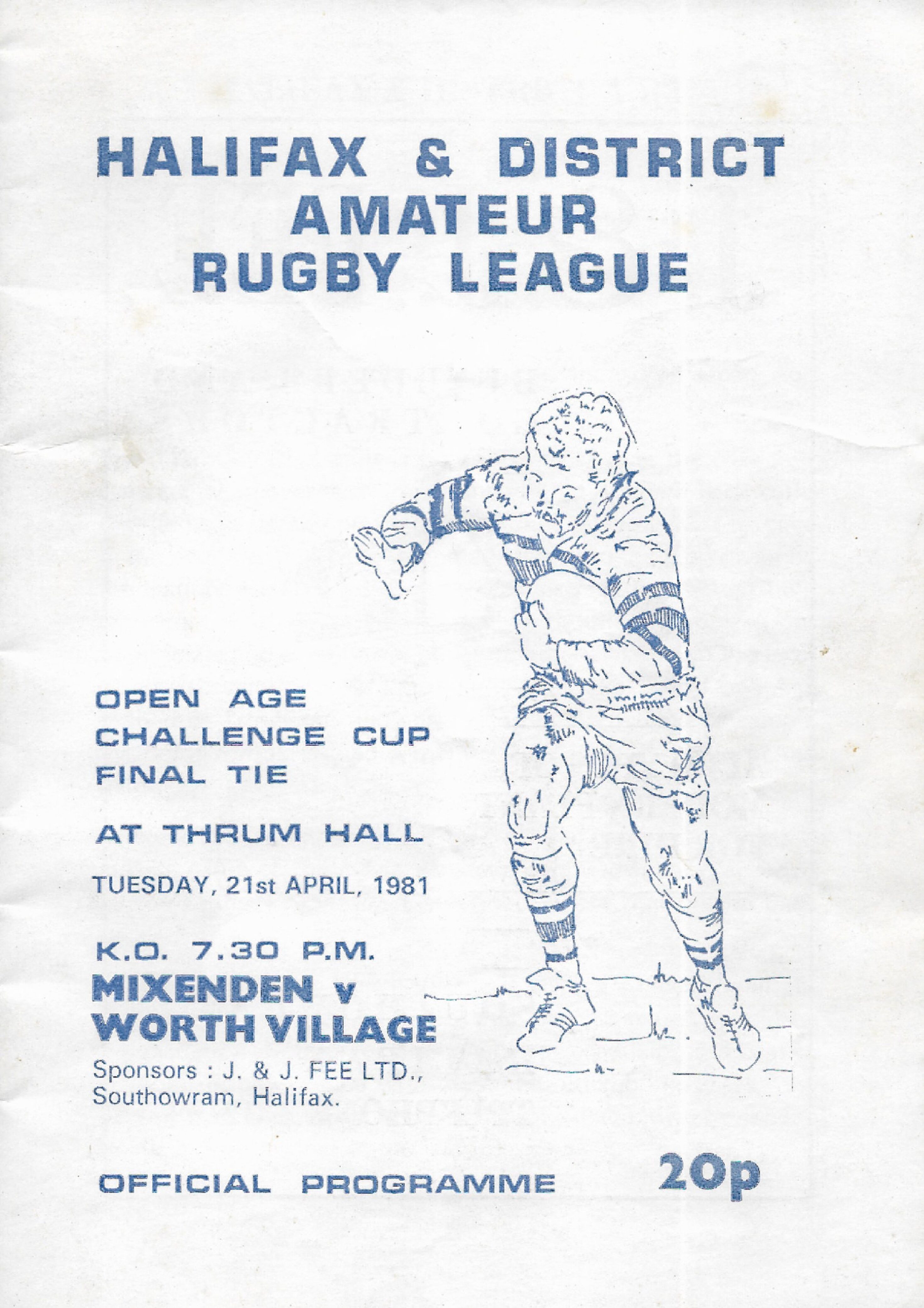 Halifax Cup final 1981 Mixenden v Worth Village prog teams referees siddal Birhouse U11 curtain raisers