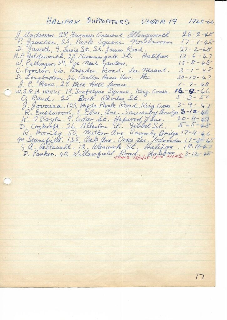 Halifax SRL U 19 1965-66