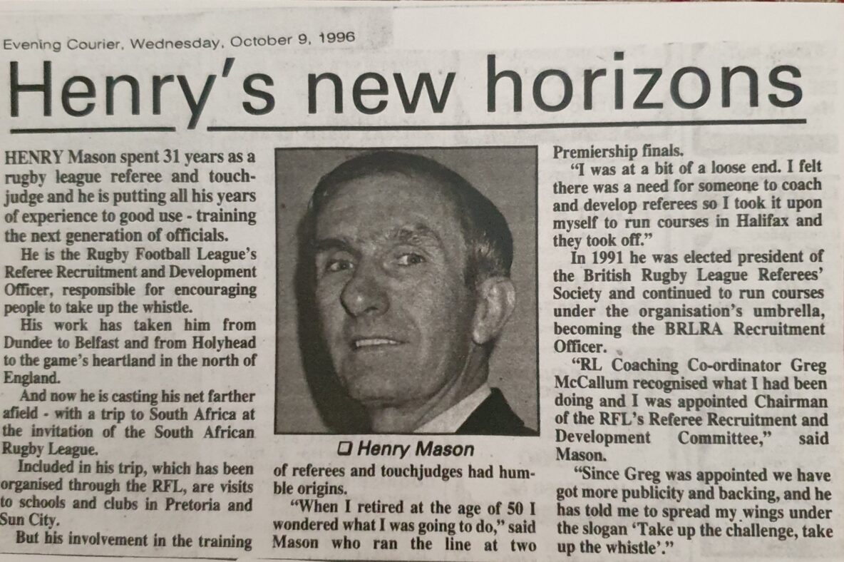 Henry Mason report 1996 Trip to South Africa