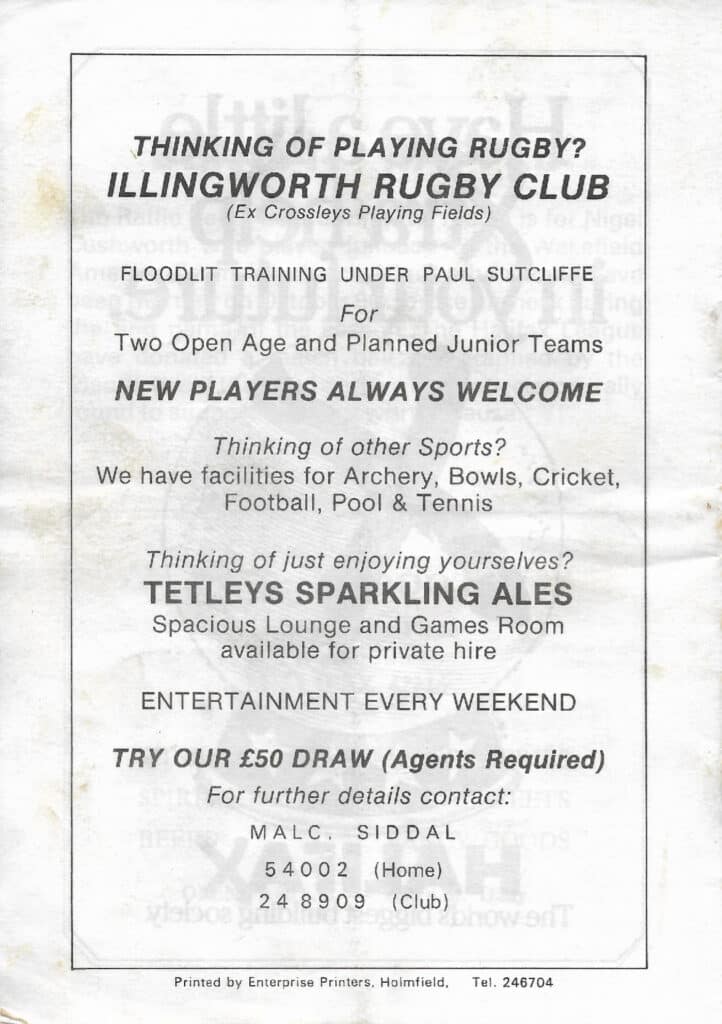 Illingworth advert 1983