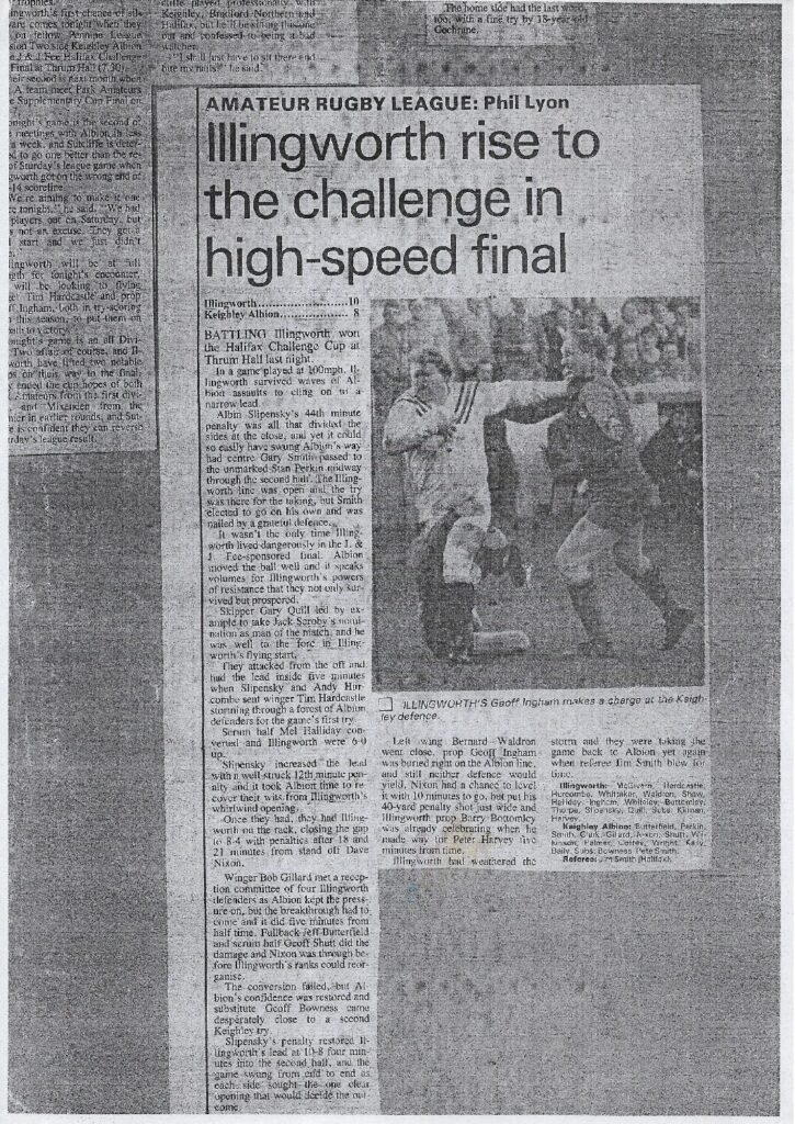 Illingworth v Park Courier report of Halifax Cup final