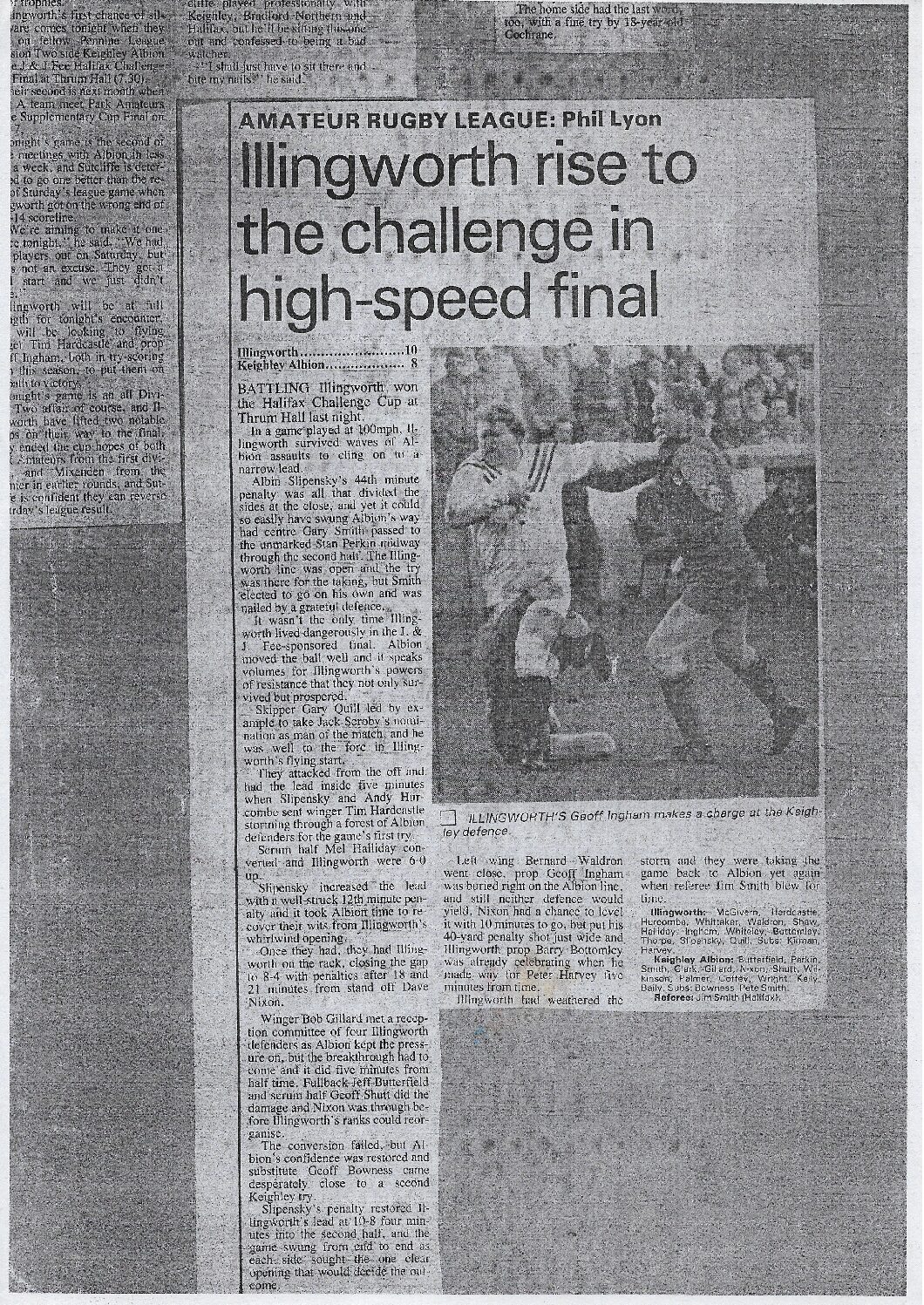 Illingworth v Park Courier report of Halifax Cup final