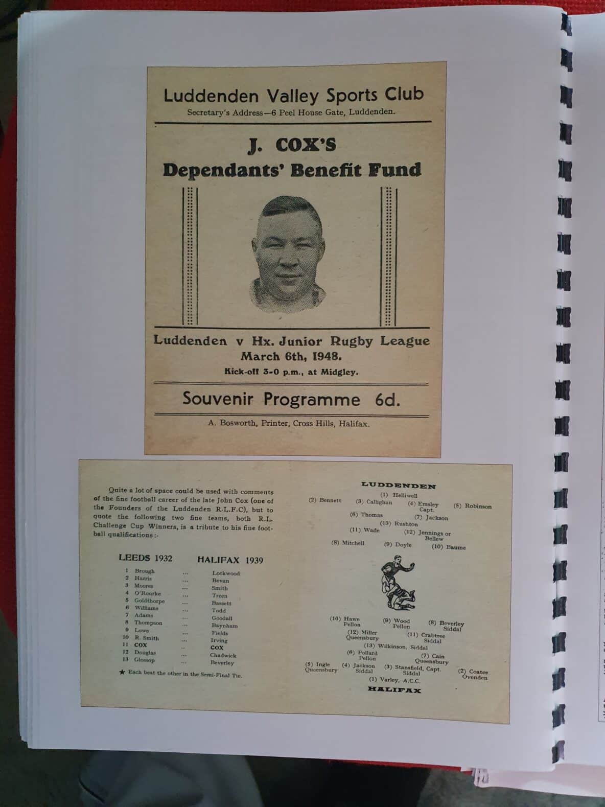 Luddenden John Cox benefit prog 1948