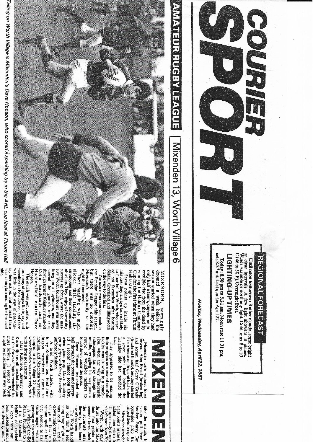 Mixenden  April 1981 courier report v Worth Village  courier