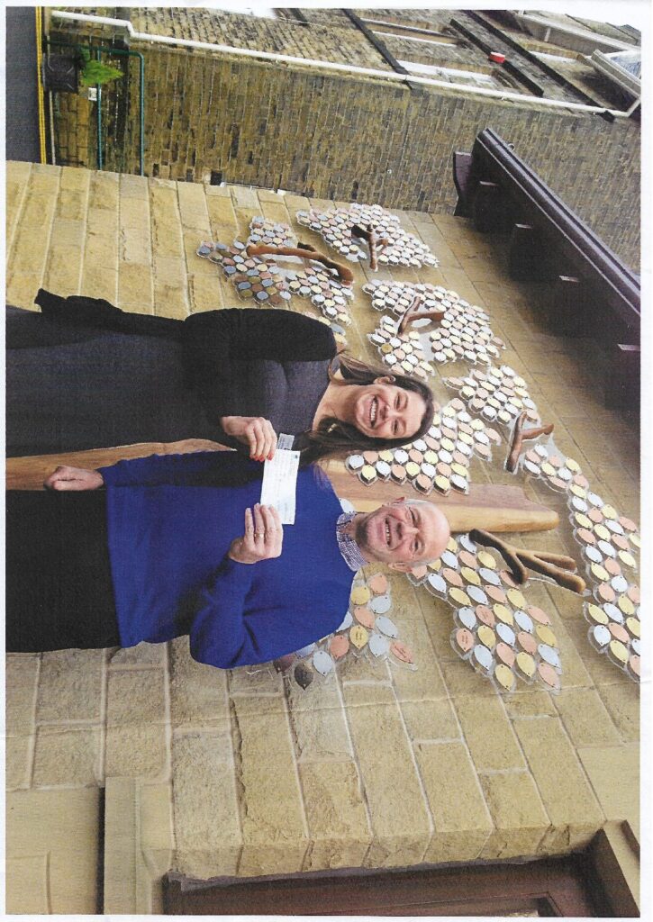 Mixenden Final cheque article and Arnie pic 2015