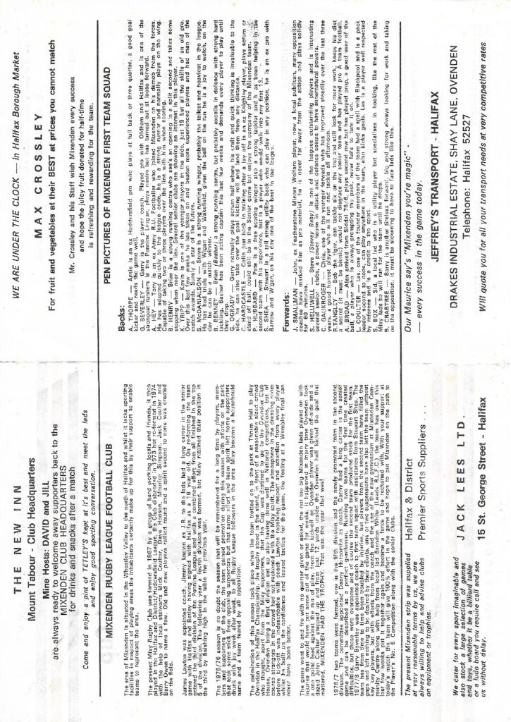 Mixenden history Nat Cup 1978