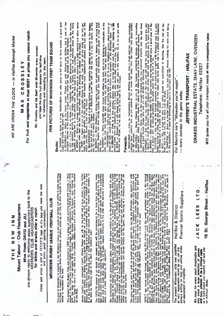 Mixenden history and pen pics when and where