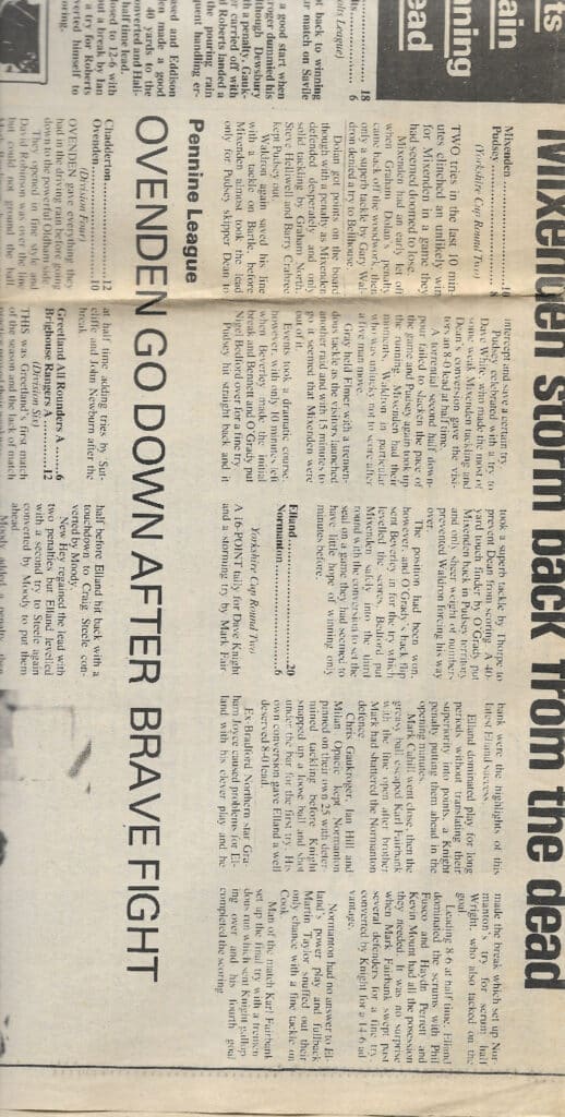 Mixenden v Pudsey York Cup 2nd round Sept 1884