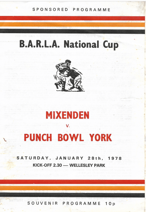 Mixenden v Punch Bowl BARLA National Cup 1979 programme