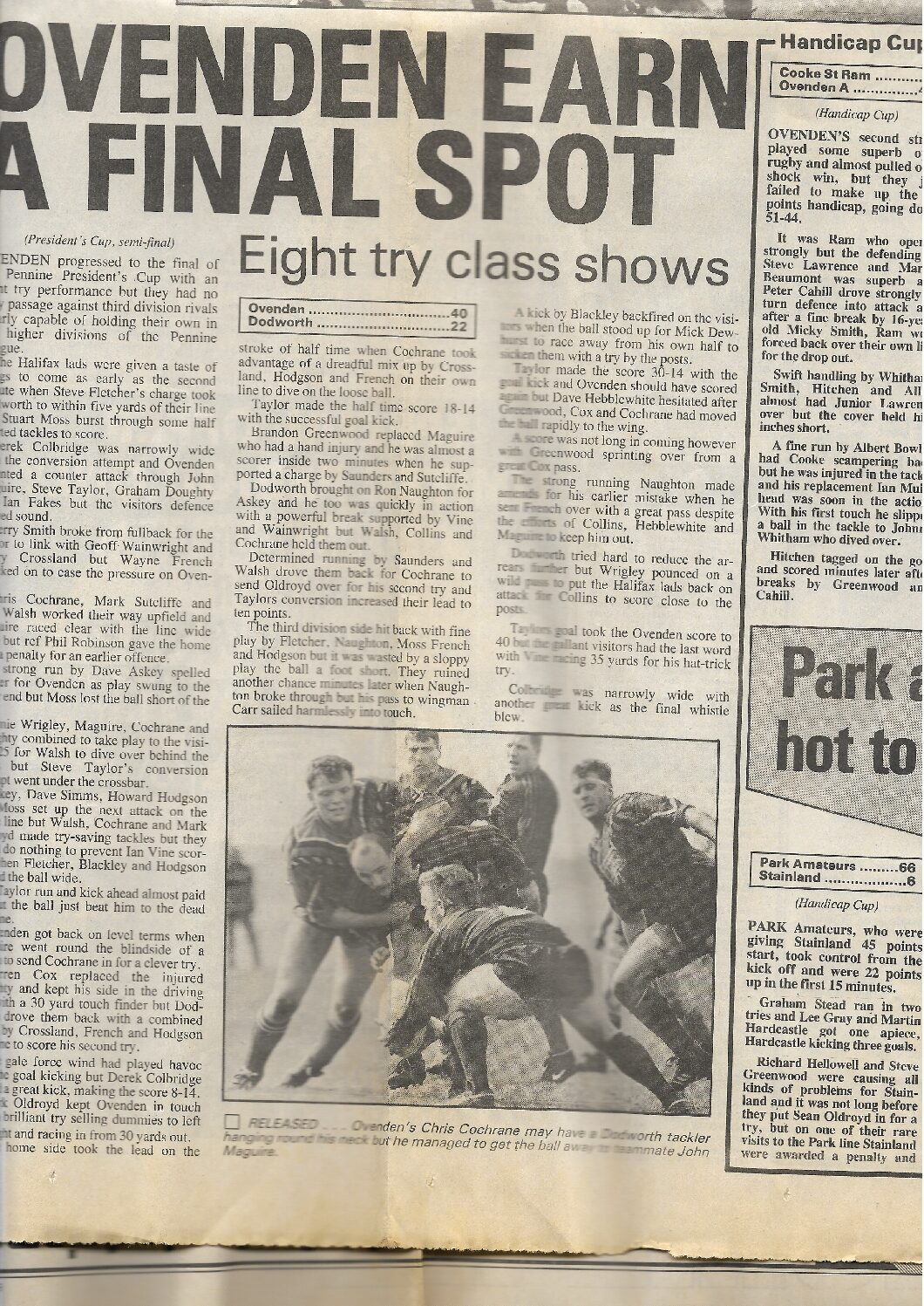 Ovenden Presidents cup semi victory 1993