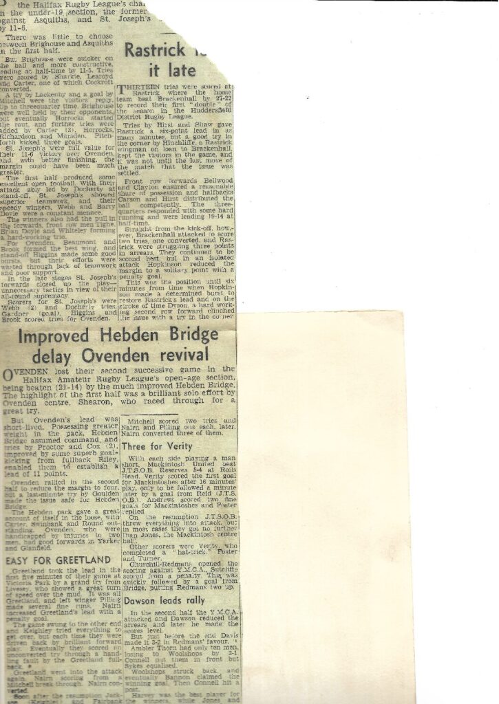 Ovenden Press cuttings Hebden Bridge