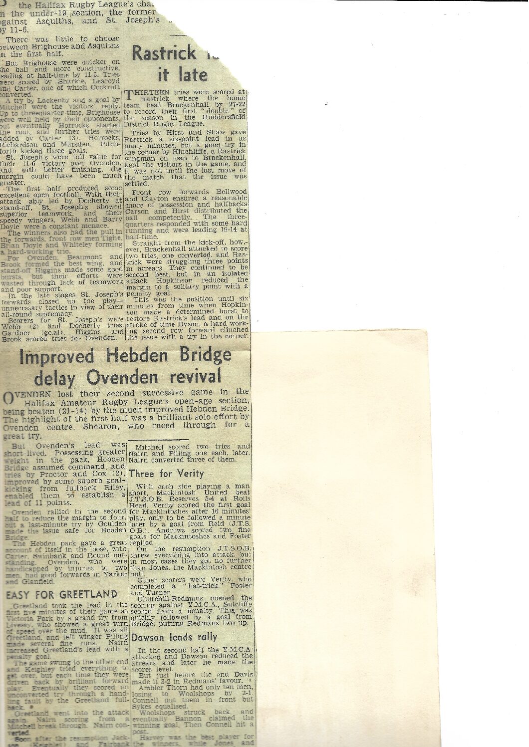 Ovenden Press cuttings Hebden Bridge