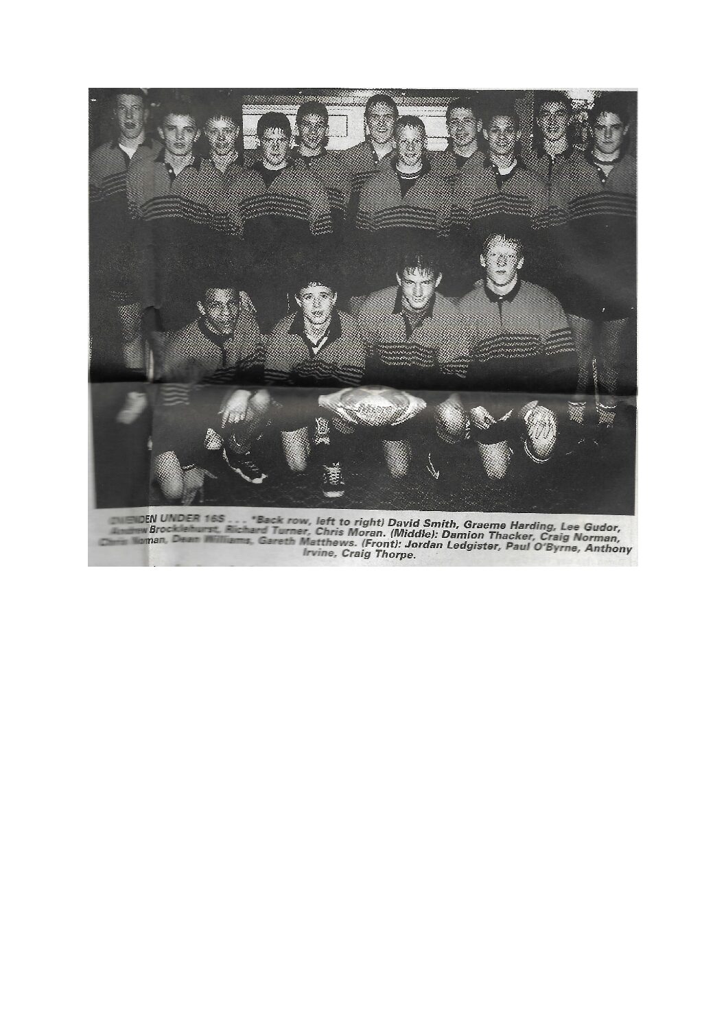 Ovenden U16 team pic Halifax Courier 1991-92 season