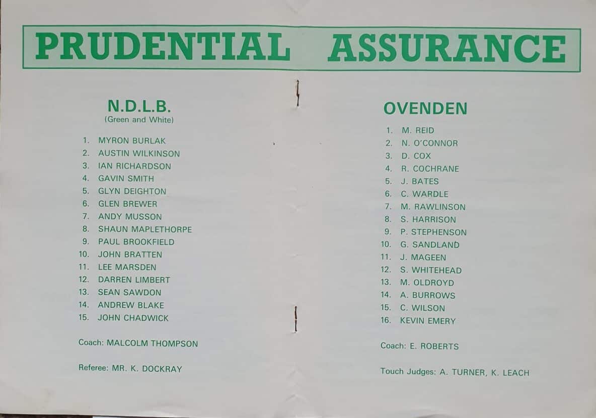 Ovenden U19 York cup final 1985 teams