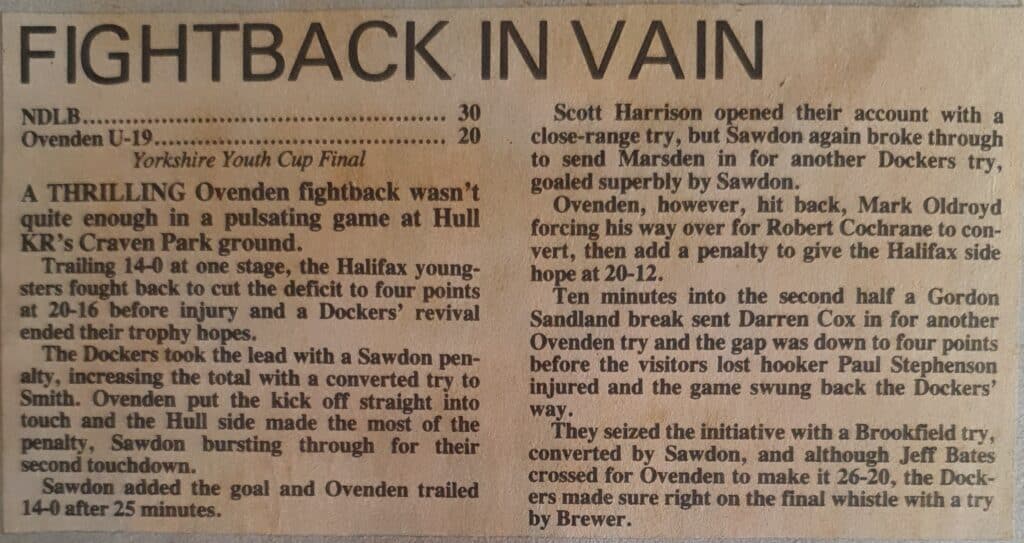 Ovenden U19 reort 1985-6