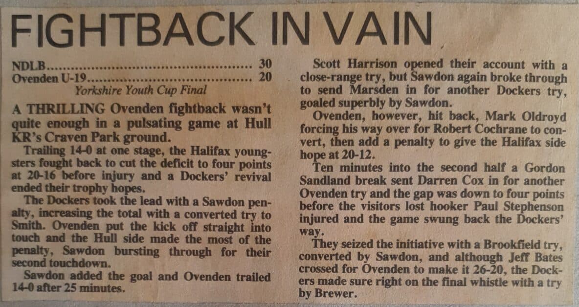 Ovenden U19 reort 1985-6