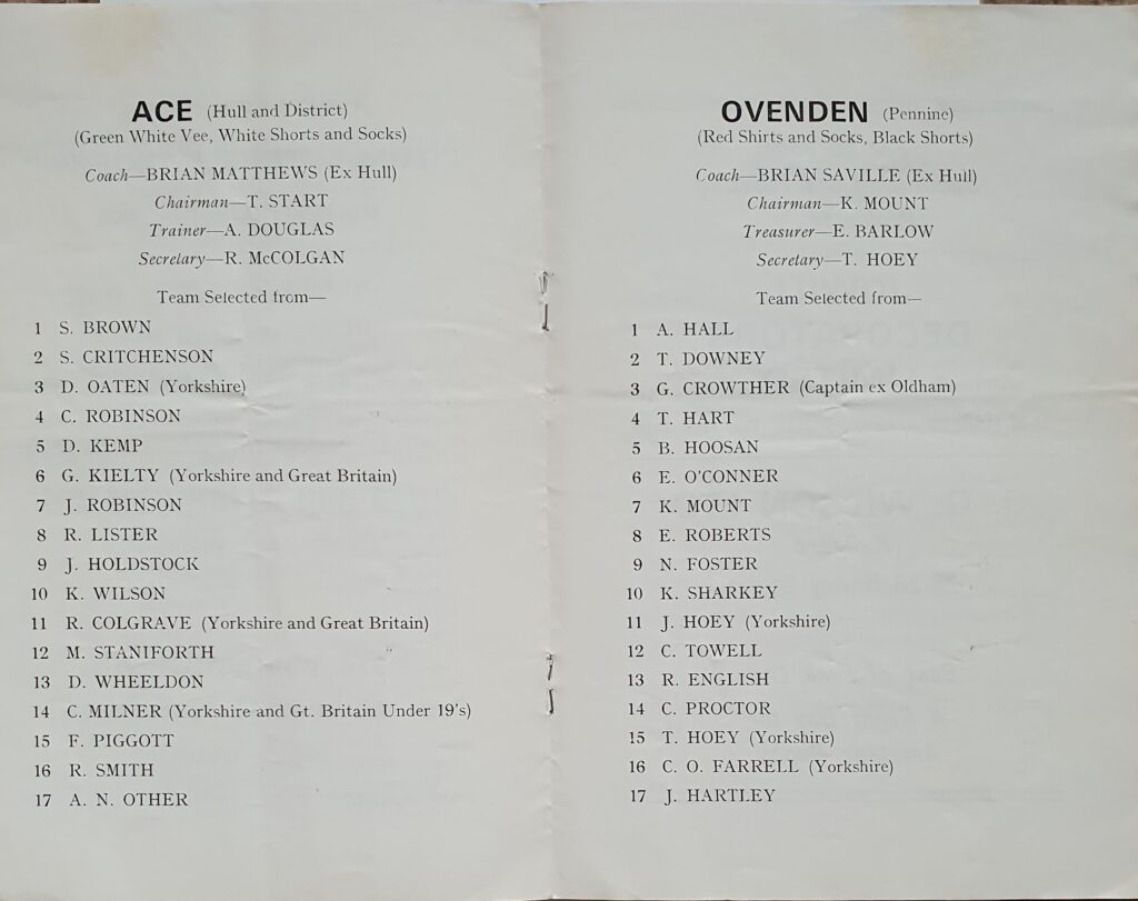 Ovenden Yorks cup final Ace prog team page