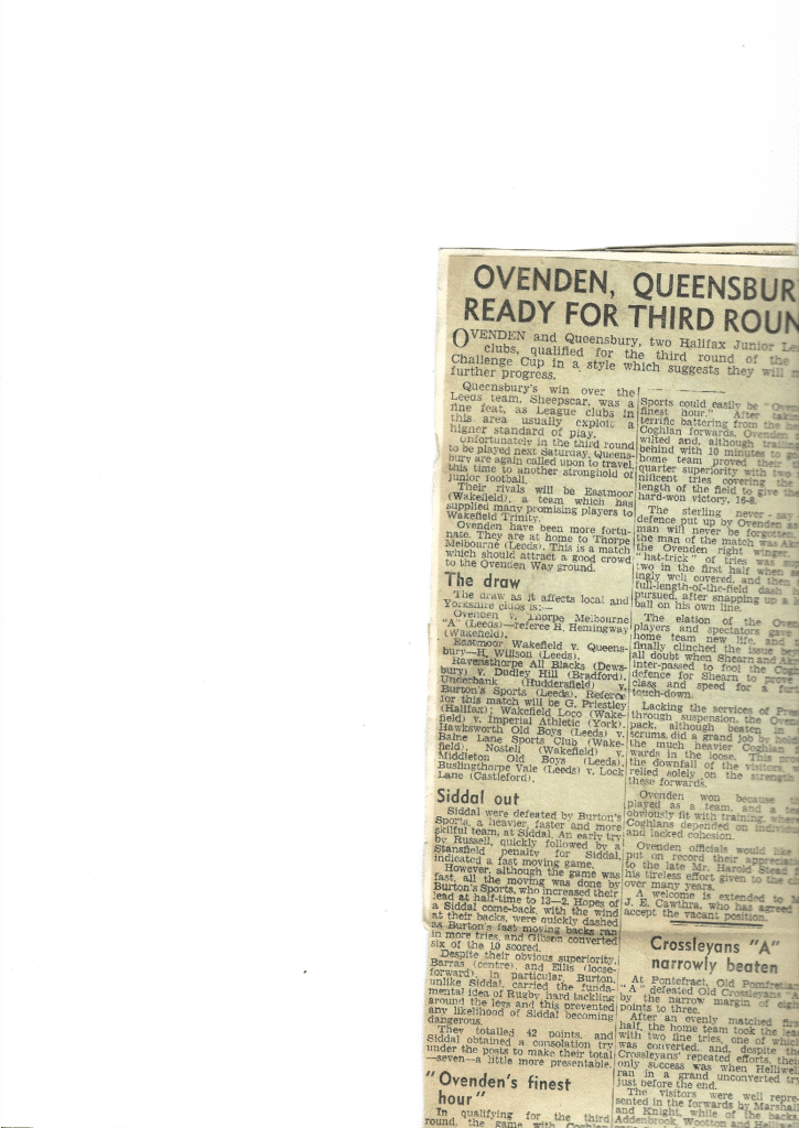 Ovenden press cuttings Siddal 1 of 1
