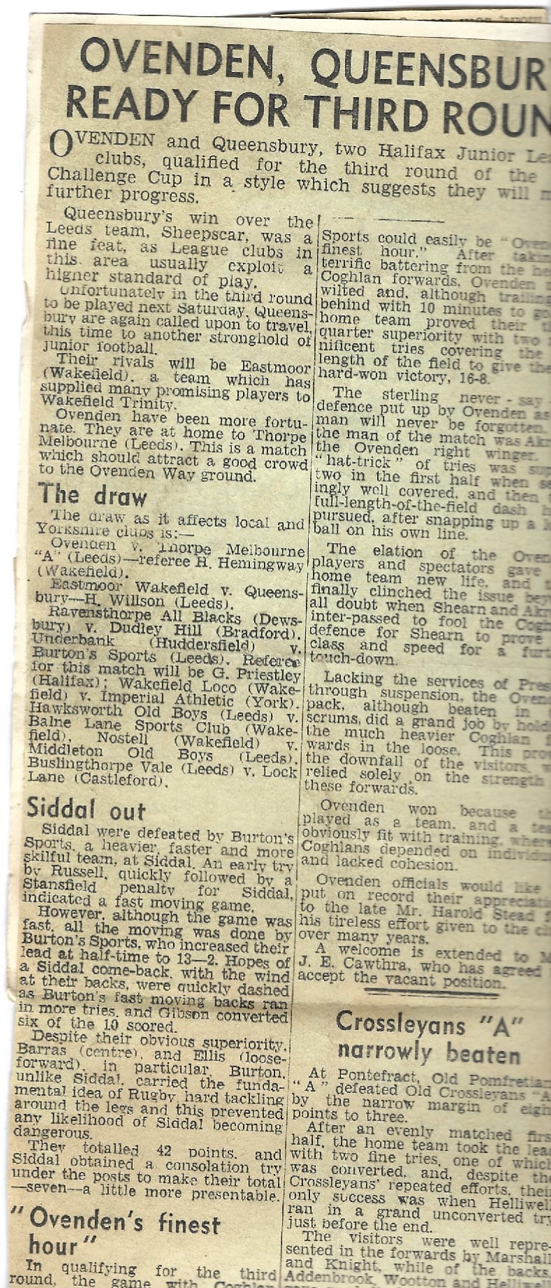 Ovenden press cuttings Siddal