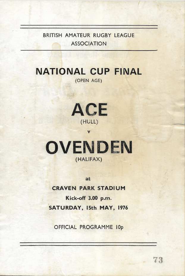 Ovenden v Ace Final programme 1976