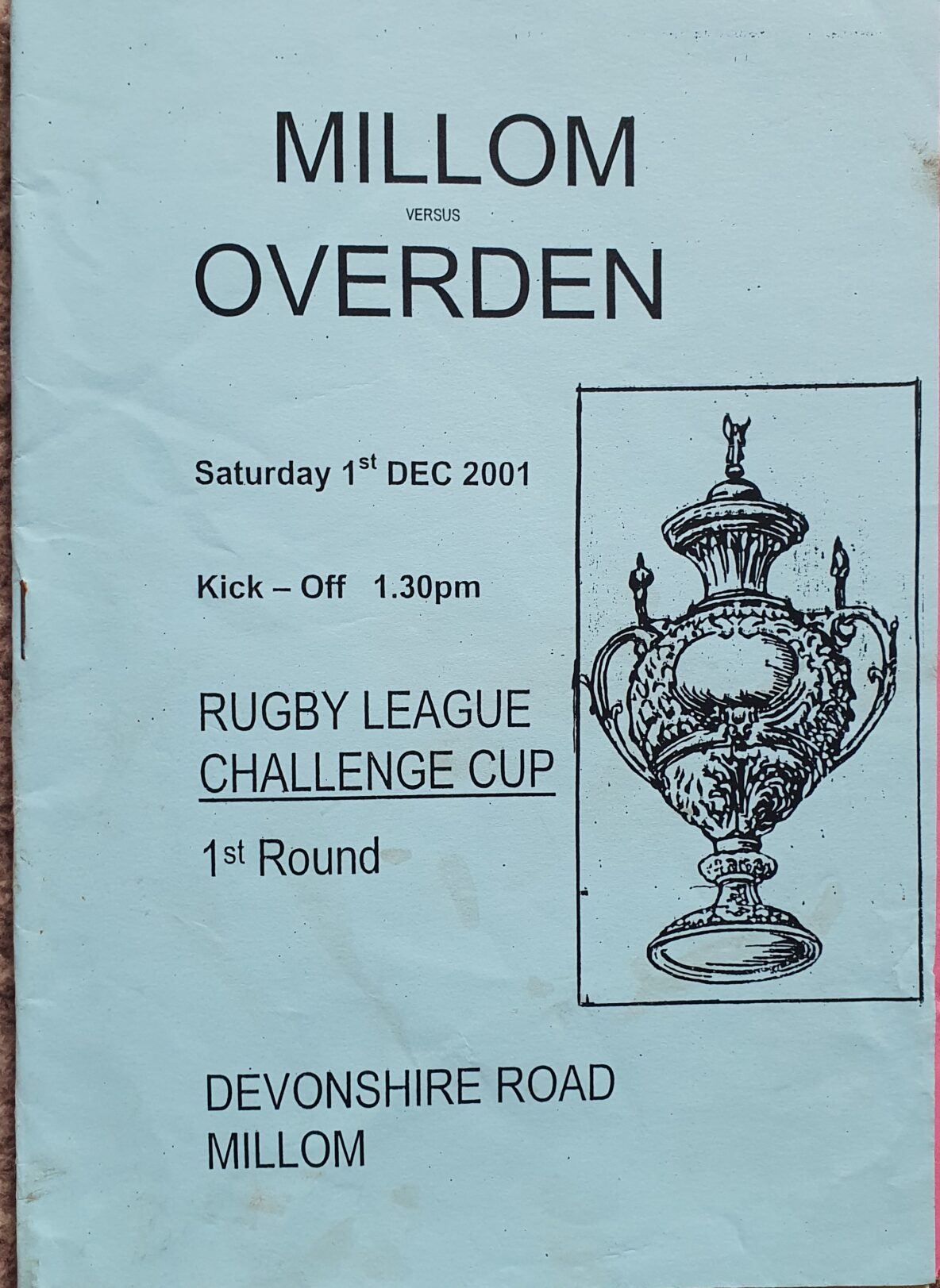 Ovenden v Millom programme Challenge Cup 2001