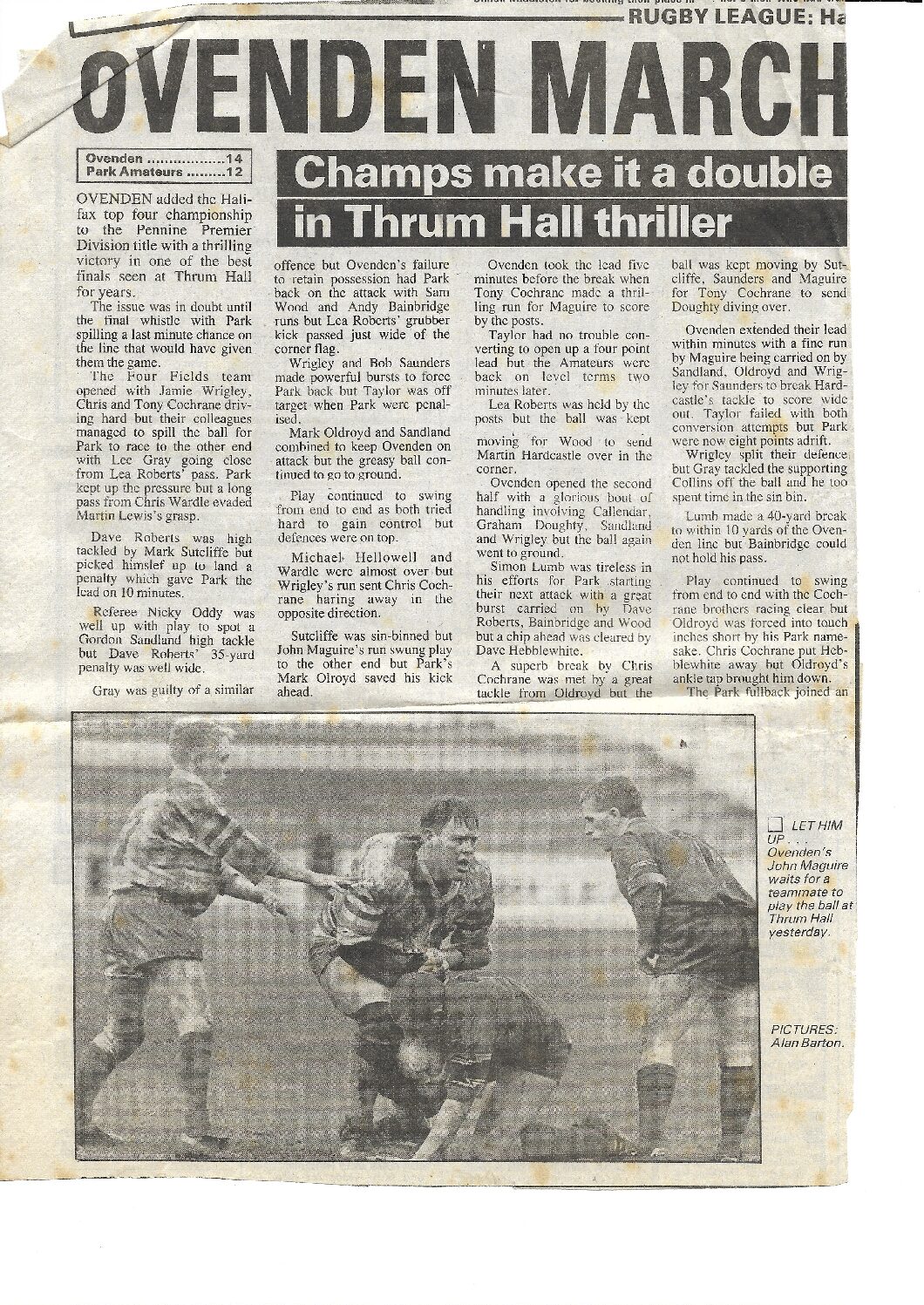 Ovenden v Park Halifax Championship Final 2005-06 Courier report