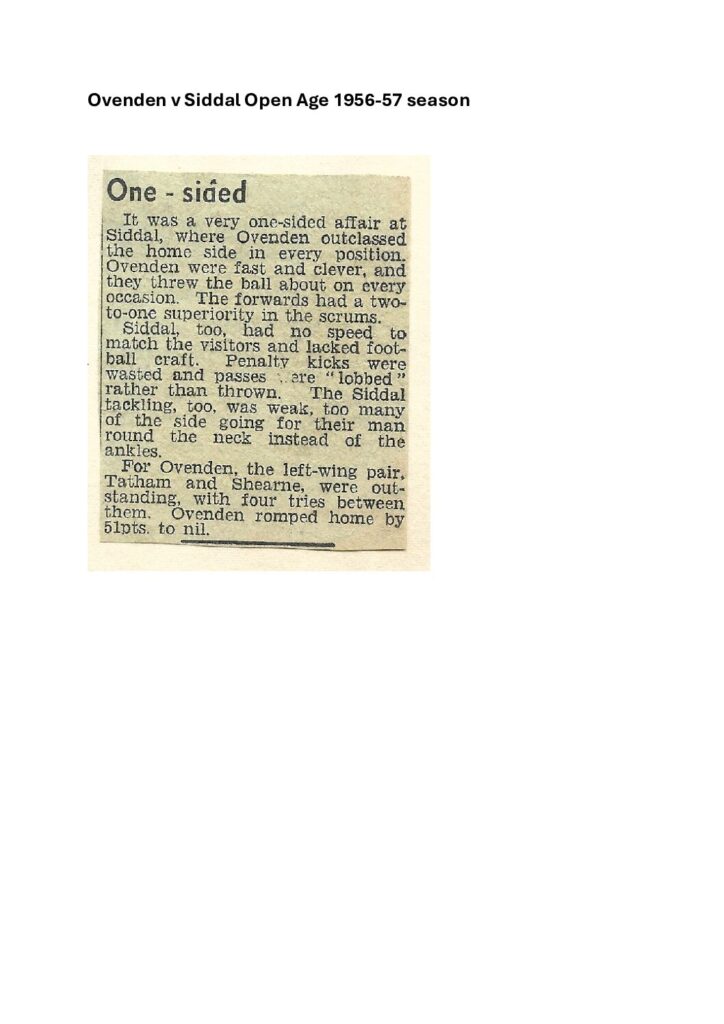 Ovenden v Siddal Open Age 1956