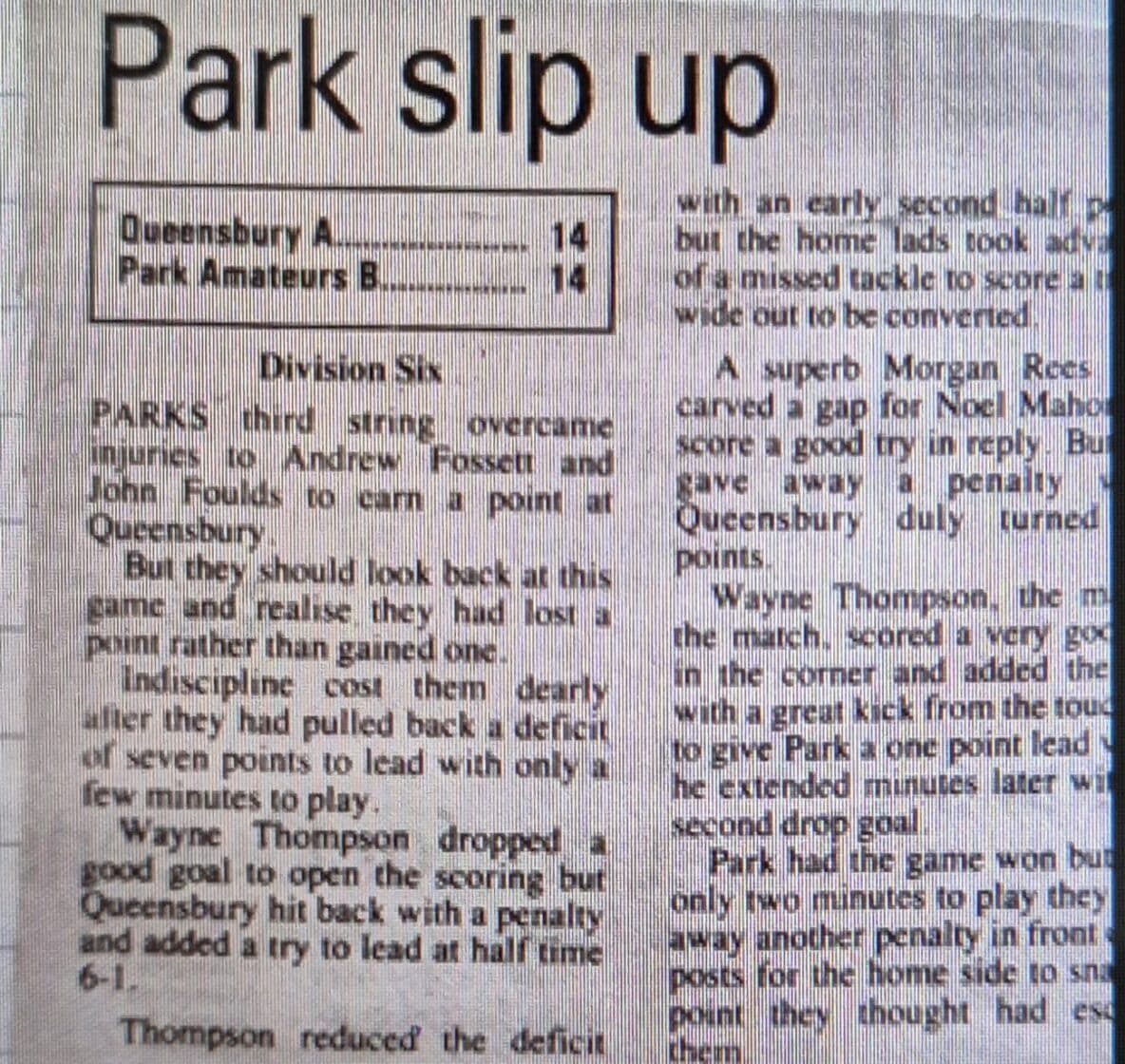 Park Amateurs B match report