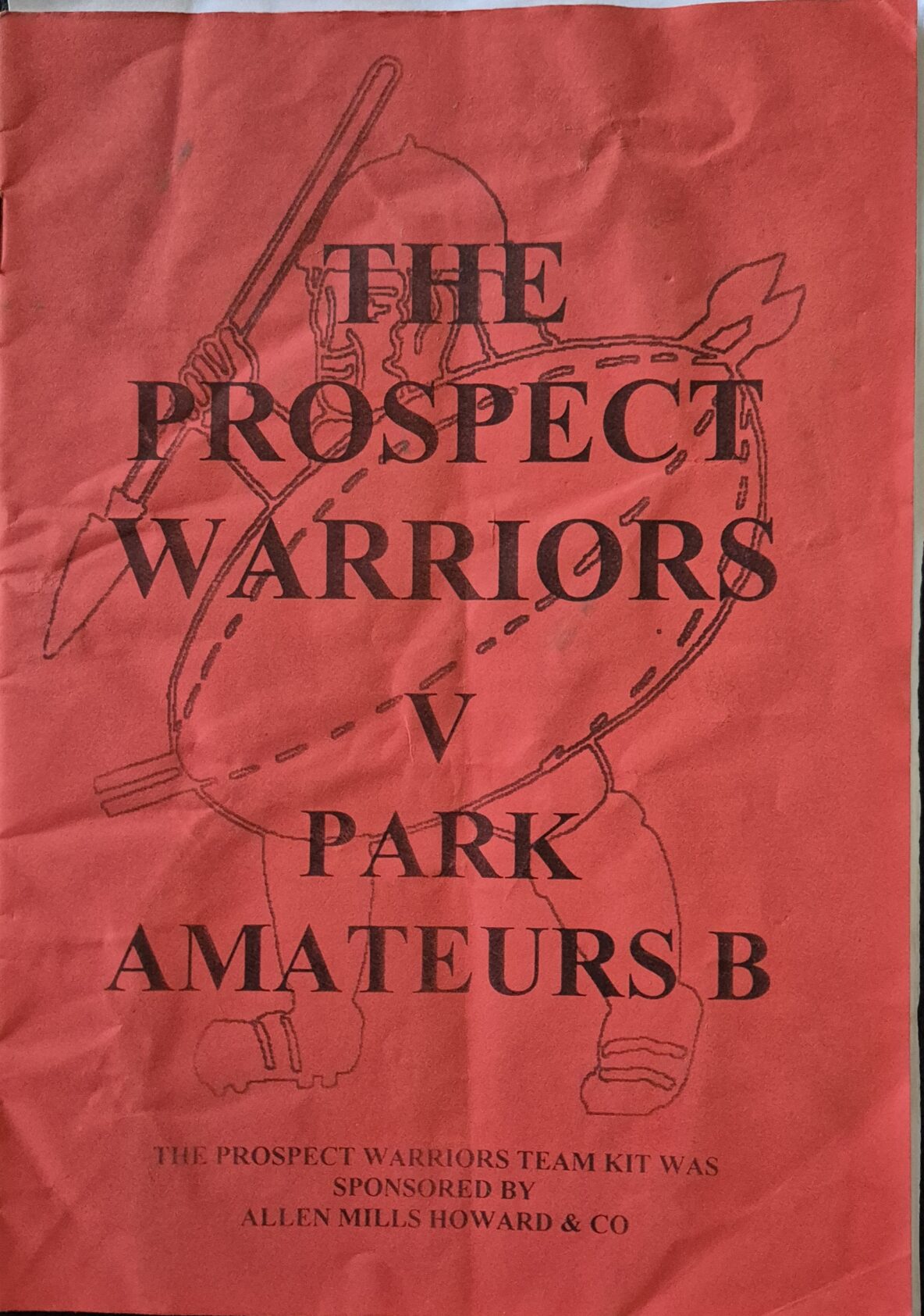 Park Amateurs B v Prospect Warriors programme