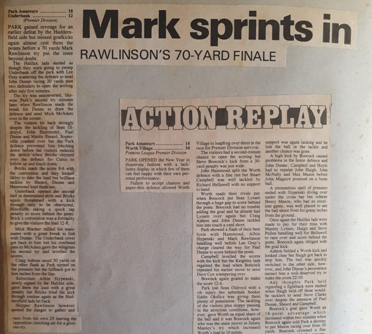 Park Amateurs match report 1977-8